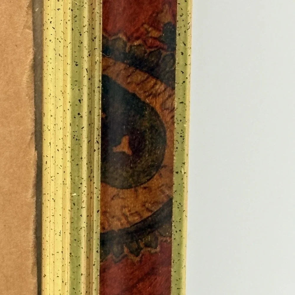 Decorative Picture Frame 8x10 Gold Autumn Floral Burgundy Painted Vintage 90s